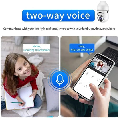 360° Panoramic Light Bulb Security Camera WiFi 1080p with Motion Tracking, Two-Way Audio & Night Vision (K-803)