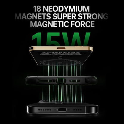 Ultra-Slim 10000mAh Magnetic Wireless Power Bank – 15W Fast Charging, 20W USB-C PD, Built-In Stand & Digital Display