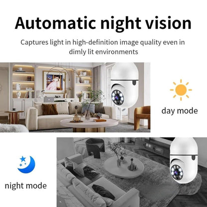 360° Panoramic Light Bulb Security Camera WiFi 1080p with Motion Tracking, Two-Way Audio & Night Vision (K-803)