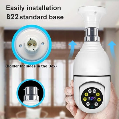 360° Panoramic Light Bulb Security Camera WiFi 1080p with Motion Tracking, Two-Way Audio & Night Vision (K-803)