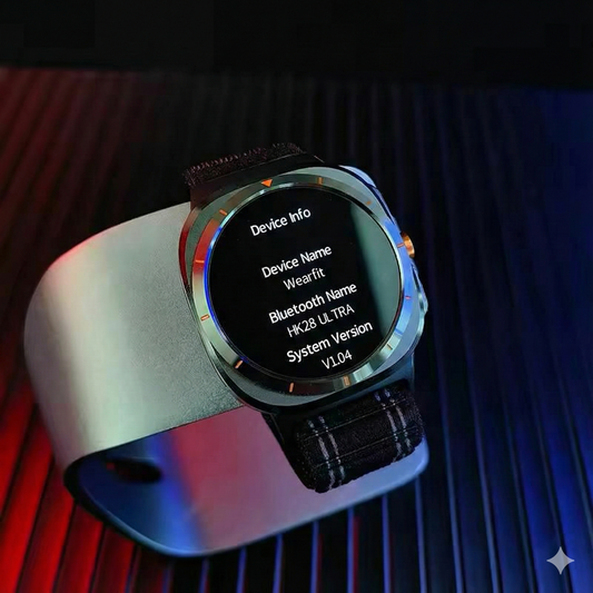 Wearfit HK28 Ultra Smartwatch – 1.43” AMOLED, Bluetooth Calling & AI Health Tracker