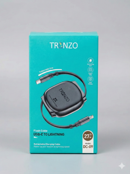 TRONZO DC-09 27W USB-C to Lightning Retractable Fast Charge Cable